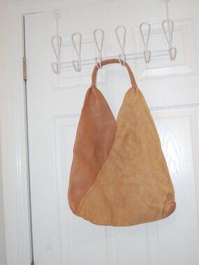 Shiraleah 2 Tone Brown/Tan Faux Leather Tote 13" X 15"  Good Preowned Condition
